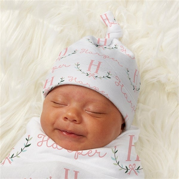 Girly Chic Personalized Baby Top Knot Hat  - 43667