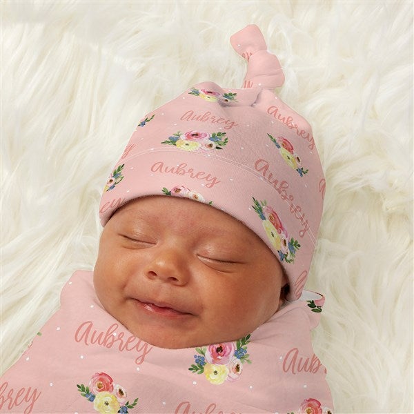 Floral Baby Personalized Top Knot Hat - 43668