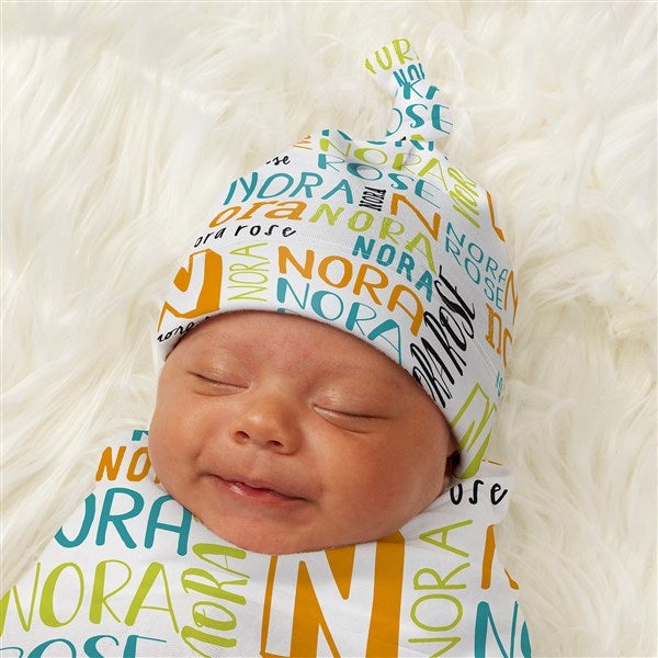 Bright Name For Her Personalized Baby Top Knot Hat  - 43677