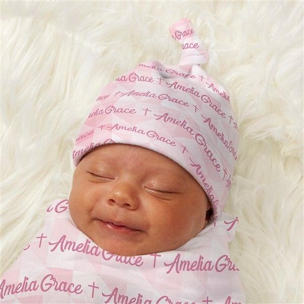 May You Be Blessed Personalized Baby Top Knot Hat  - 43686
