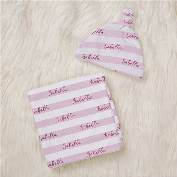 Delicate Stripes Personalized Baby Girl Top Knot Hat