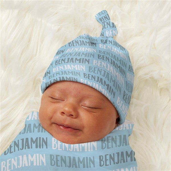 Modern Boy Name Personalized Top Knot Hat  - 43691