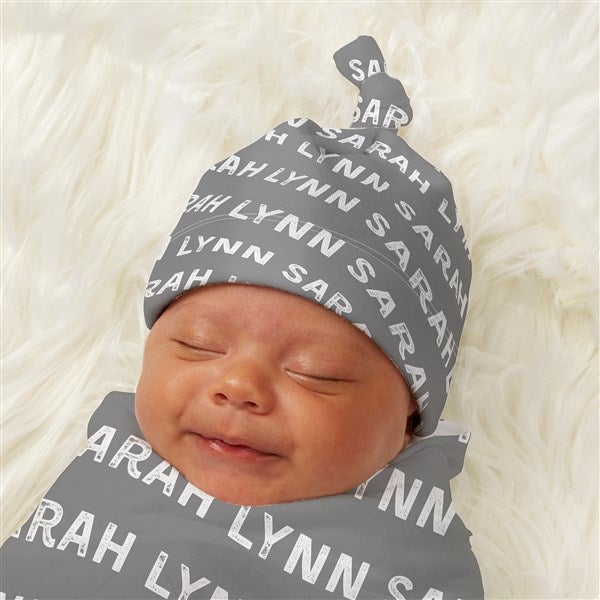 Playful Name Bold Colors Personalized Baby Top Knot Hat  - 43695