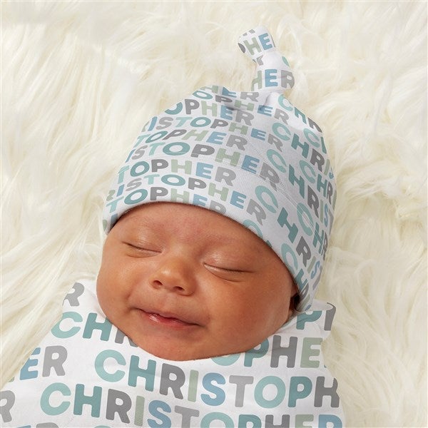 Delicate Name For Him Personalized Baby Top Knot Hat - 43696