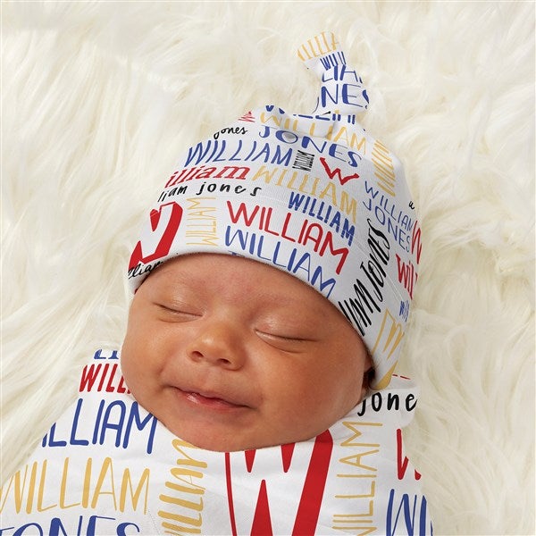 Bright Name For Him Personalized Baby Top Knot Hat - 43698