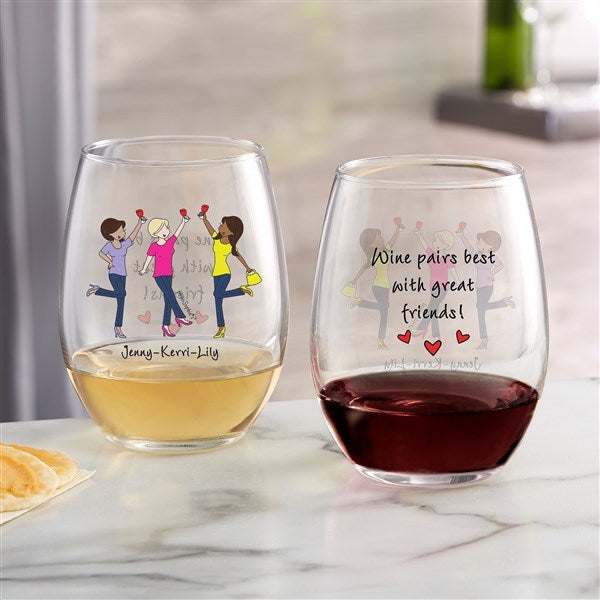 Cheers to Friendship philoSophie's Personalized Wine Glasses - 43715