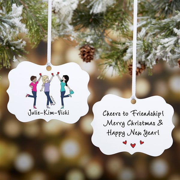 Cheers to Friendship Personalized philoSophie's Metal Christmas Ornament - 43724