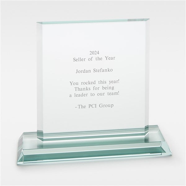 Engraved Jade Glass Recognition Award Large