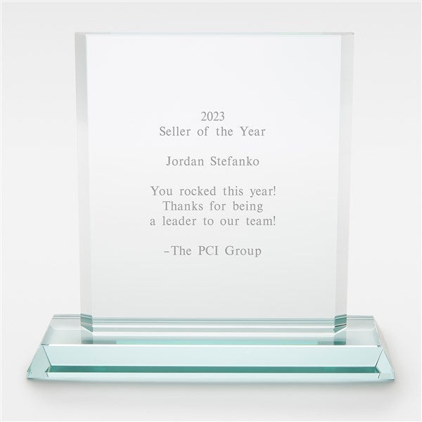 Engraved Jade Glass Recognition Award Large