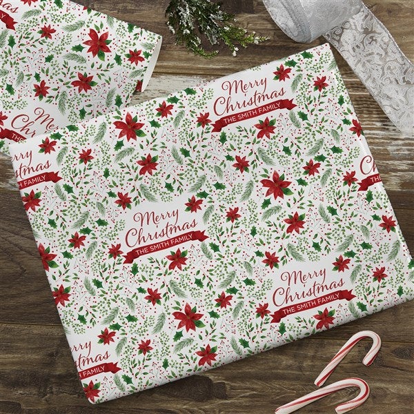 Christmas Poinsettia Personalized Wrapping Paper  - 43745