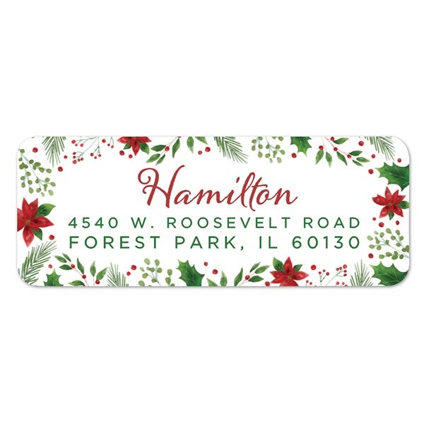 Christmas Poinsettia Personalized Return Address Labels - 43747