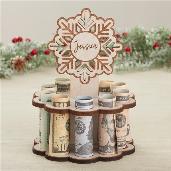 Snowflake Personalized Wood Gift Money Holder  - 43762