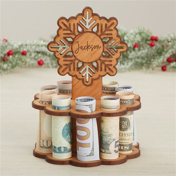 Snowflake Personalized Wood Gift Money Holder  - 43762