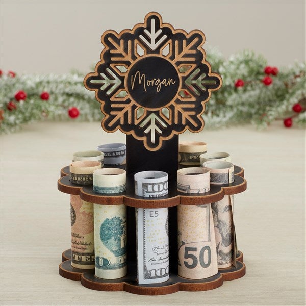 Snowflake Personalized Wood Gift Money Holder  - 43762