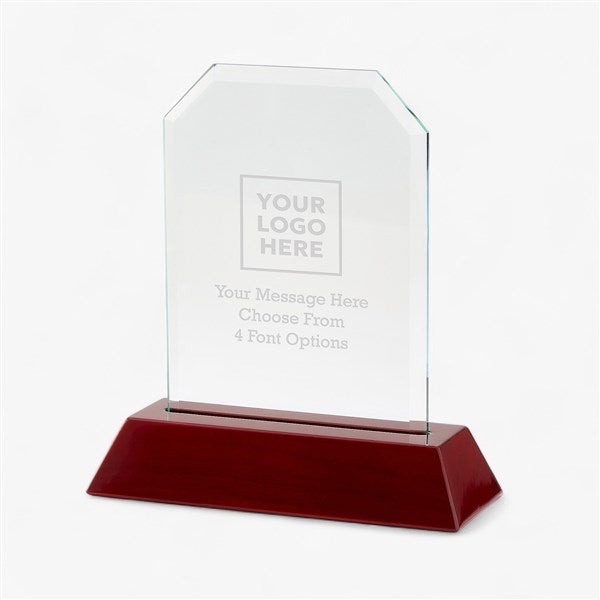 Personalized Logo Mahogany Finish Angled Award  - 43794