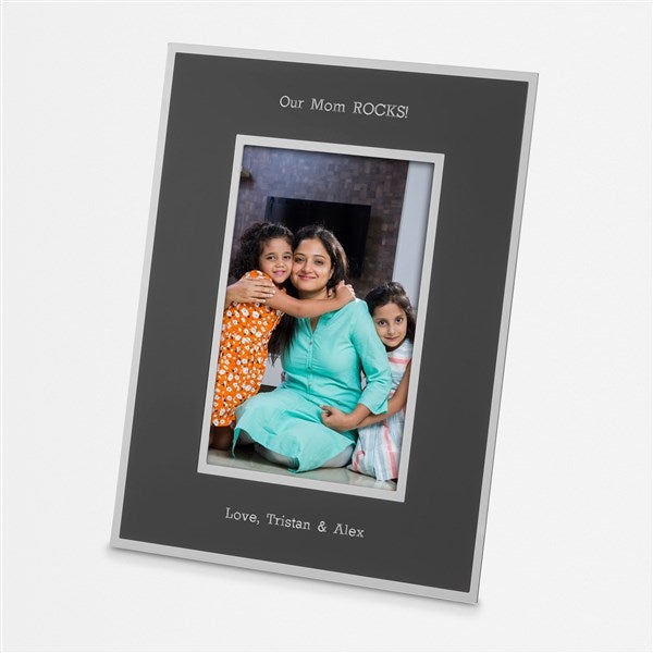 Mom Engraved Flat Iron Black Picture Frame Vertical 4x6