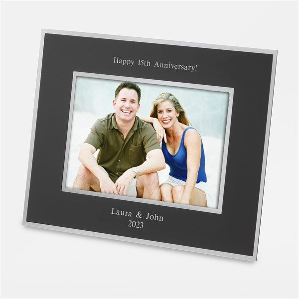 Flat Iron Engraved Black Anniversary Picture Frame Horizontal 5x7