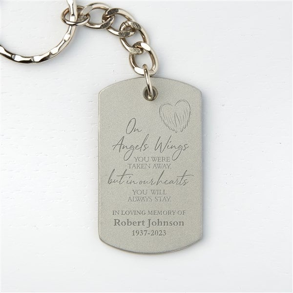 Angel's Wings Personalized Memorial Dog Tag Keychain  - 43849