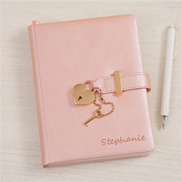 Pink Heart Lock & Key Personalized Writing Journal