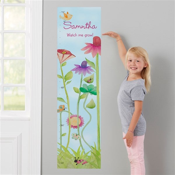 Flowers & Butterflies Personalized Wall Decal Growth Chart  - 43868