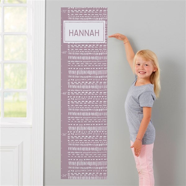 Hand Drawn Patterns Personalized Wall Decal Growth Chart  - 43880