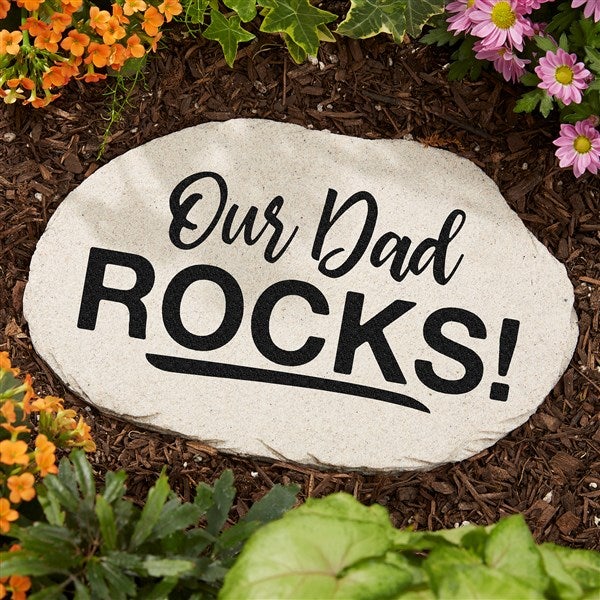 Our Dad Rocks Personalized Round Garden Stones  - 43912