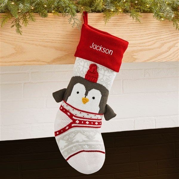 Winter Character Personalized Knit Christmas Stocking - 43939