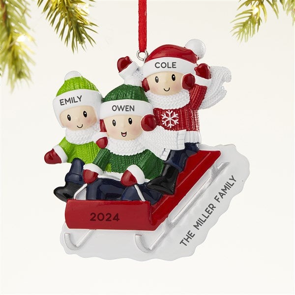 Sledding Family Personalized Holiday Ornament  - 43985