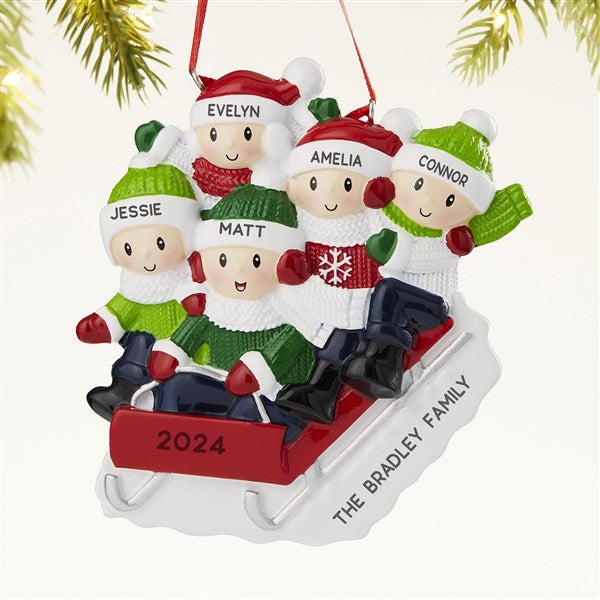 Sledding Family Personalized Holiday Ornament  - 43985