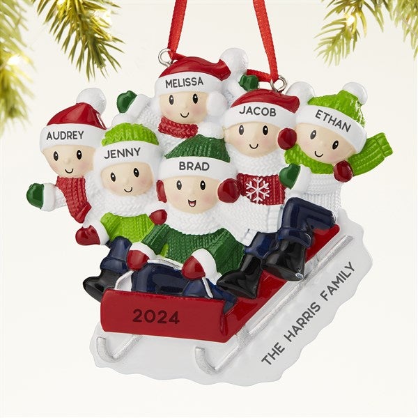 Sledding Family Personalized Holiday Ornament  - 43985