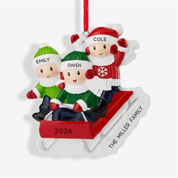 Sledding Family Personalized Holiday Ornament  - 43985