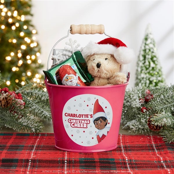 Jingle Bones Personalized Christmas Dog Treat Large Bucket - Pink