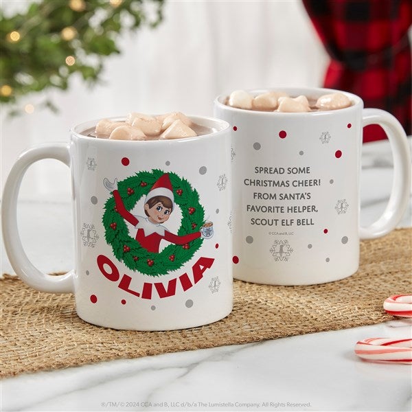 The Elf on the Shelf Wreath Personalized Christmas Mugs - 44046