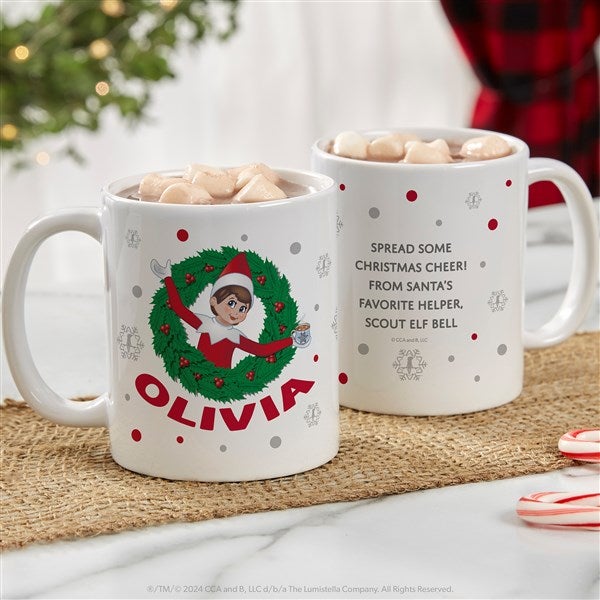 The Elf on the Shelf Wreath Personalized Christmas Mugs - 44046