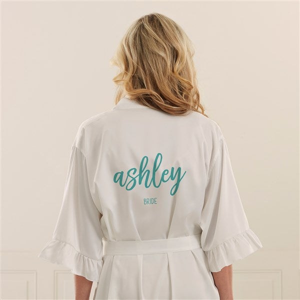 Scripty Style Bridal Party Personalized Ruffle Satin Robe  - 44056