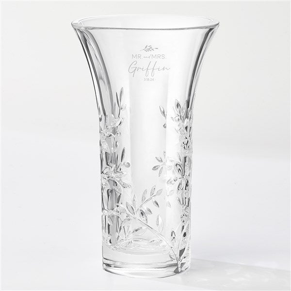 Personalized Vera Wang Crystal Leaf Vase - Natural Love - 44062