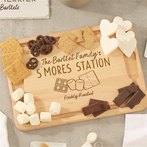 S'mores Station Personalized Hardwood Charcuterie Board - 44077