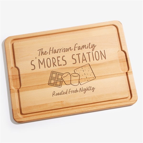S'mores Station Personalized Hardwood Charcuterie Board - 44077