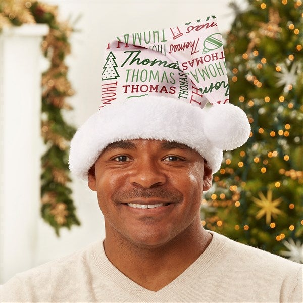 Holiday Repeating Name Personalized Santa Hat - 44141