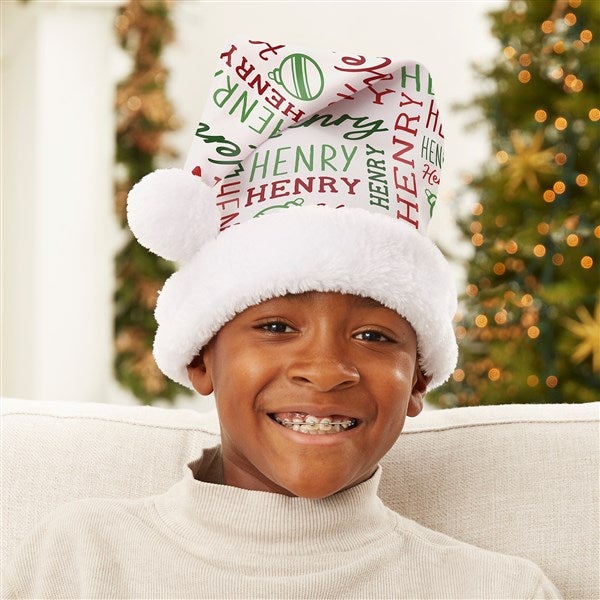 Holiday Repeating Name Personalized Santa Hat - 44141