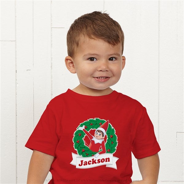The Elf on the Shelf Wreath Personalized Kids Shirts  - 44155