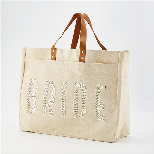 Bride Canvas & Gold Sequins Tote Bag  - 44167