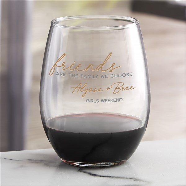 Friends Are The Family We Choose Personalized Wine Glasses  - 44201