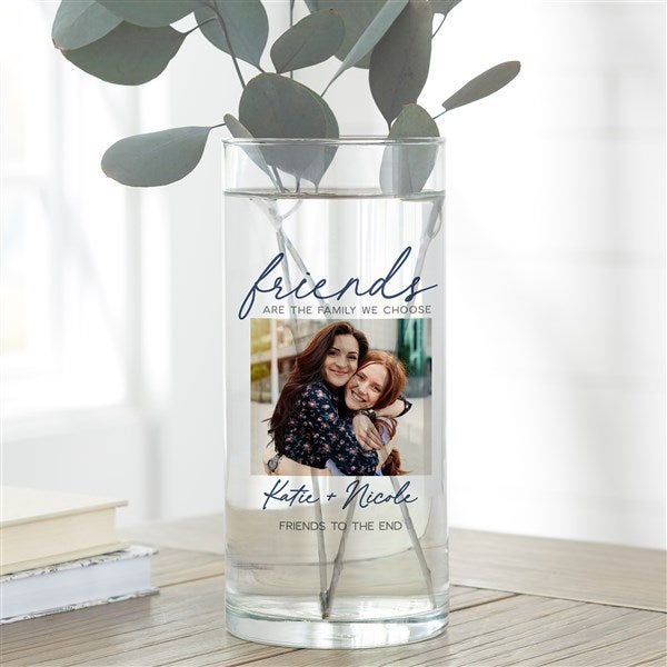 Friends Are The Family We Choose Personalized Cylinder Glass Flower Vase - 44209