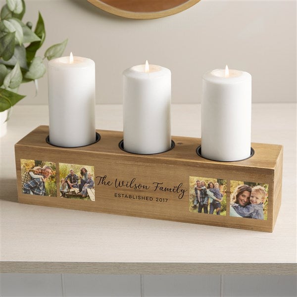 Photo Personalized Wood Candle Holder  - 44354