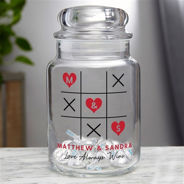Tic Tac Toe Love Personalized Heart Candy Jar  - 44455