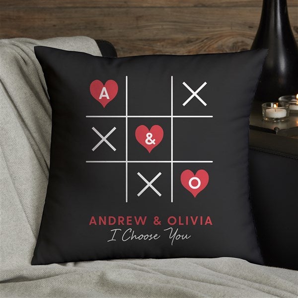 Tic Tac Toe Love Personalized Throw Pillow  - 44460