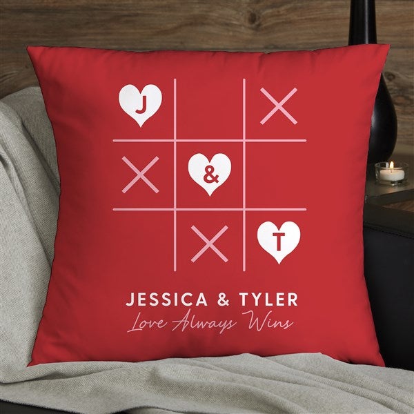 Tic Tac Toe Love Personalized Throw Pillow  - 44460