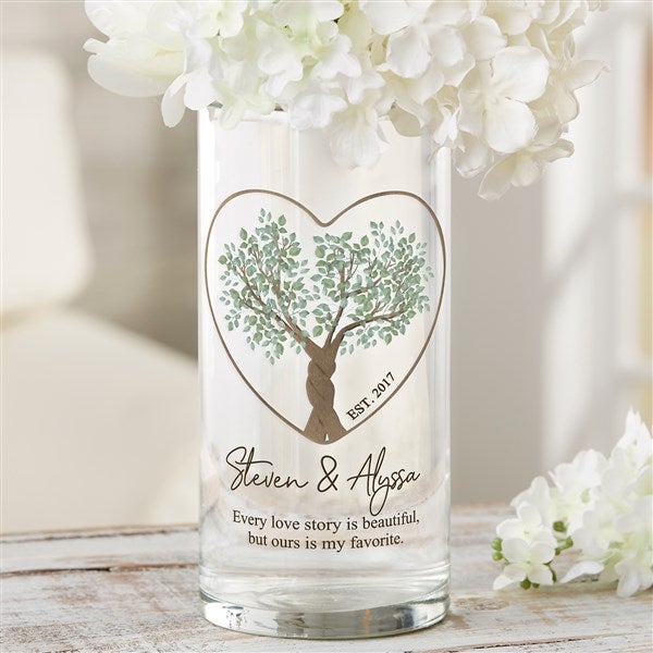 Rooted In Love Personalized Cylinder Glass Vase  - 44487