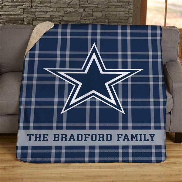 NFL Plaid Pattern Dallas Cowboys Personalized Blankets - 44499